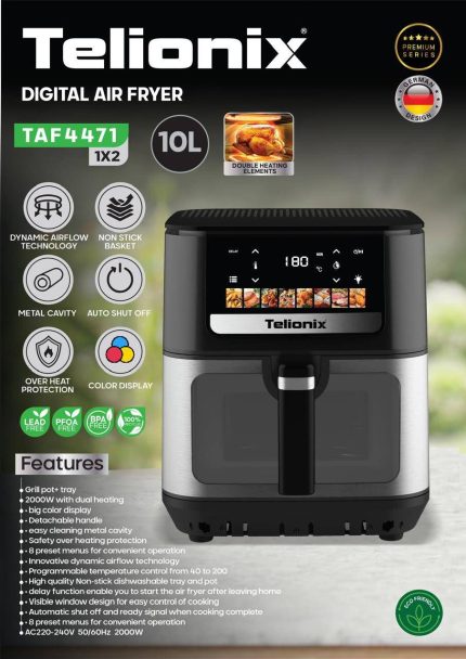 سرخ کن دیجیتال تلیونیکس مدل TAF4471 ظرفیت ۱۰ لیتر